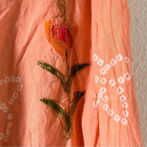 Max Studio Boho Embroidered Sequin Floral Vine Aline Skirt Women Size 4 - Picture 9 of 14